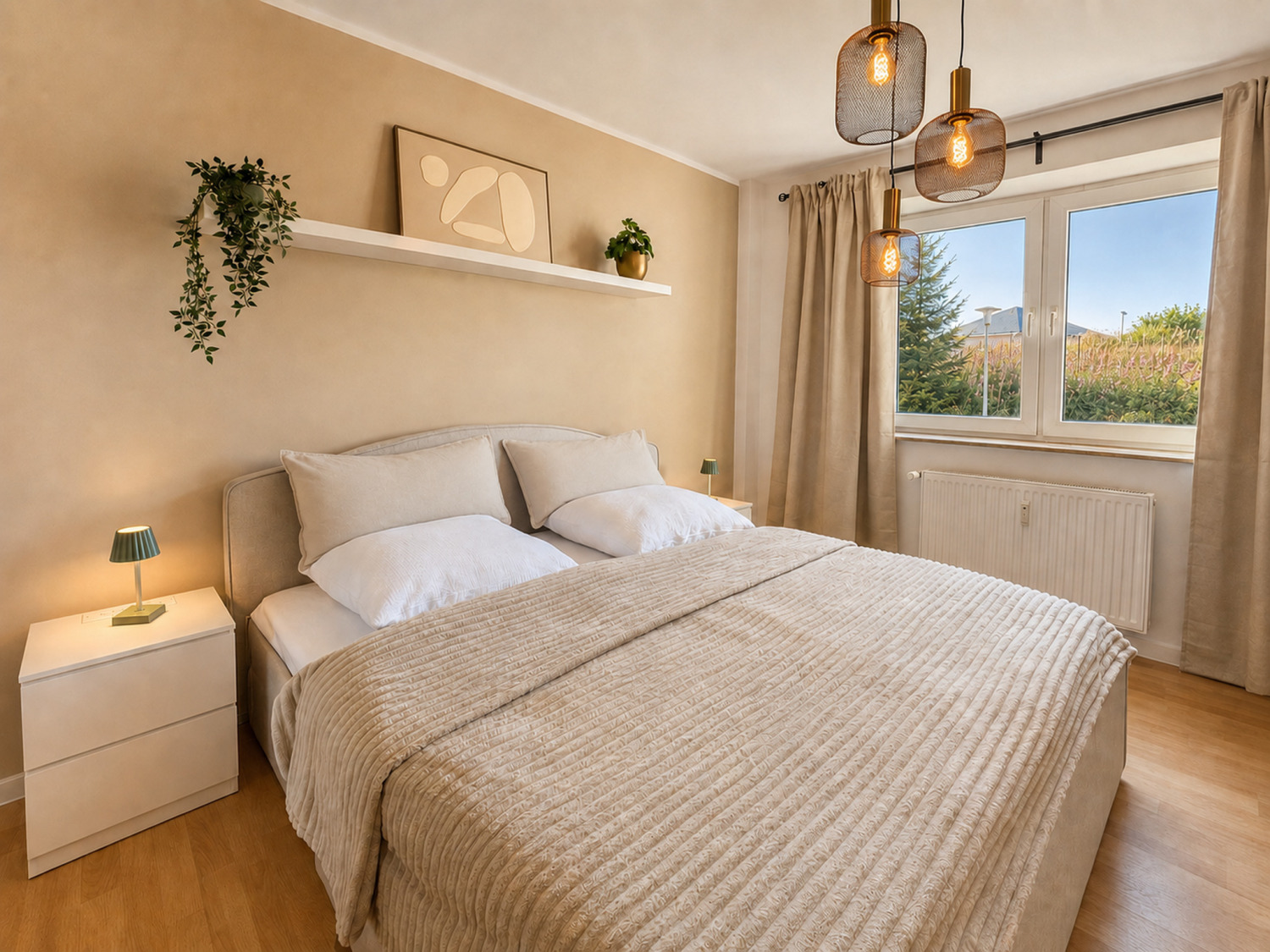 Helles Masterbedroom der Ferienwohnung am Harzwald